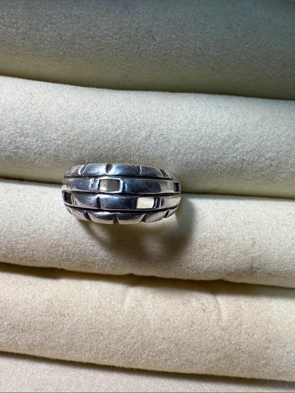 Heavy Vintage Solid 925 Sterling Silver "Tank / Brick" Band Ring – Size 8 (7.8g)